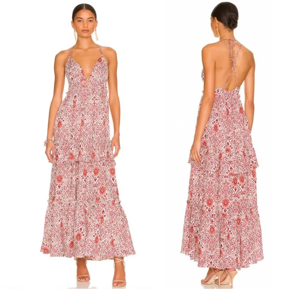 Cami NYC Red and White Printed Maxi Dress - Picture 2 of 9